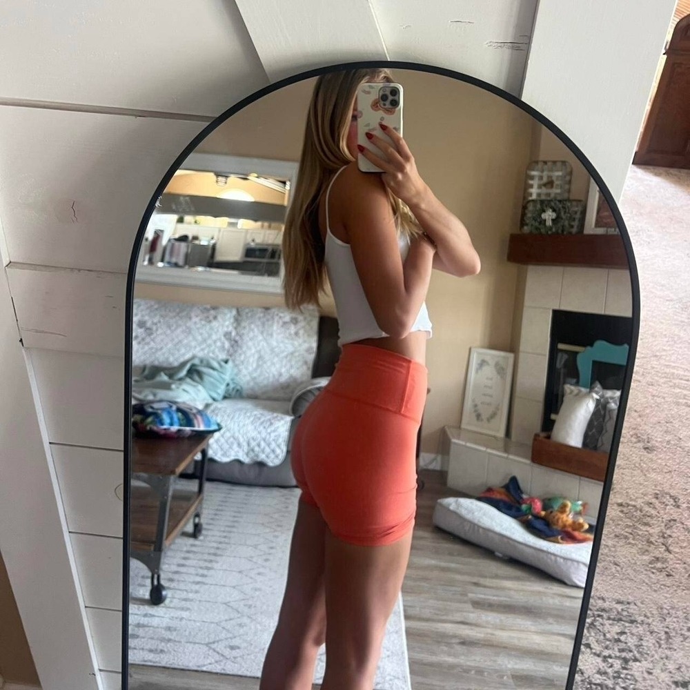 Lululemon Align High-Rise Short Orange Floral Embossed Nulu Biker Shorts Size 4 - Picture 14 of 16